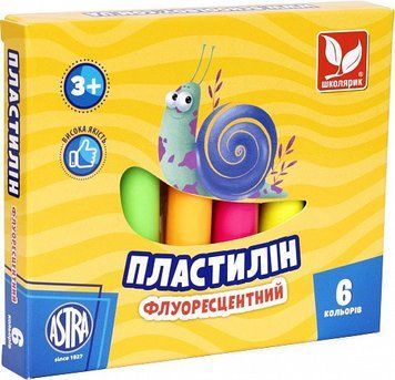 Пластилін круглий восковий флуоресцентний Школярик 6 кольорів, 78 г 4823088216158 фото