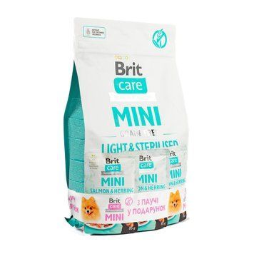 Набір Корм сухий Brit Care Mini GF Light and Sterilised для стерилізованих собак малих порід і надмірною вагою кролик і лосось VAFO_49433 фото