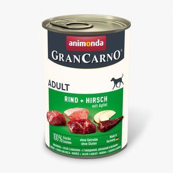 Корм вологий GranCarno Adult Beef Deer with Apple для дорослих собак з яловичиною олениною і яблуком 400 г 4017721827331 AM-82753 фото