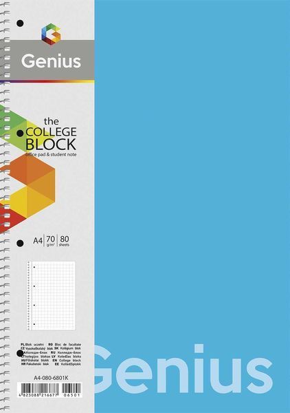 Набір 4 шт. коледж блоків Genius. Коледж блок Школярик А4 80 арк. у лінію 6803 A4-080-6803L 4823088223989 4823088223989 фото