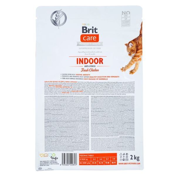 Корм сухий Brit Care Cat Grain Free Indoor Anti-stress для дорослих домашніх котів гіпоалергенний з куркою 2 кг 171302/0853 фото