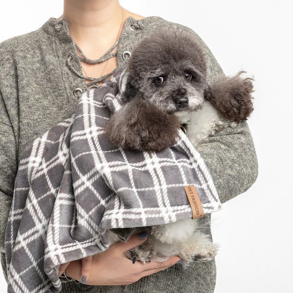 Плед Pet Fashion Bliss 1 для собак і котів плюш сірий картатий 70.5х55,5 см 4823082441334 4823082441334 фото