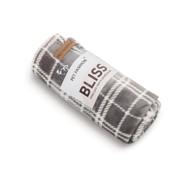Плед Pet Fashion Bliss 1 для собак і котів плюш сірий картатий 70.5х55,5 см 4823082441334 4823082441334 фото