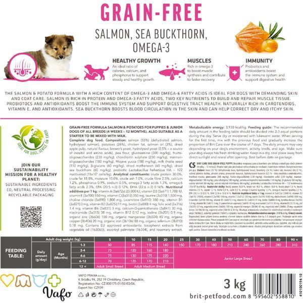 Корм сухий Brit Care Dog Grain-free Puppy для цуценят беззерновий з лососем 1 кг 8595602558827 8595602558827 фото