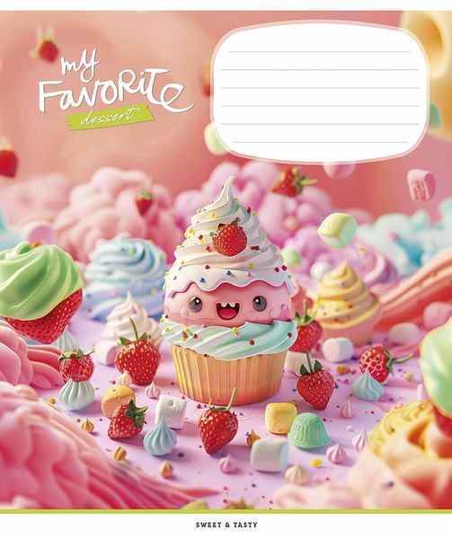 Комплект 5 шт зошитів учнівських Favorite desserts. Зошит Школярик 12 арк. у клітинку 3454 4820006473198 4820006473198_012-3454K фото