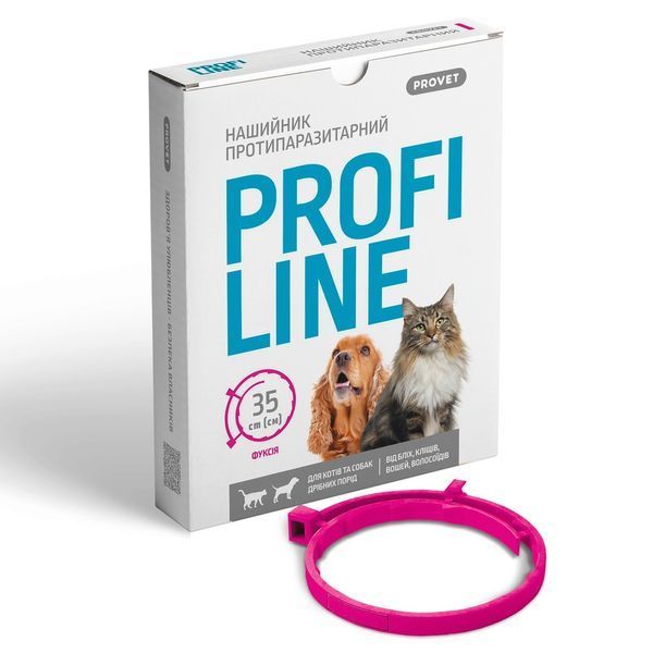 Нашийник Provet PROFILINE для котів та собак інсектоакарицид фуксія 35 см PR243095 PR243095 фото