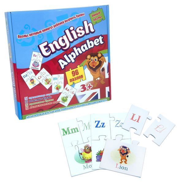 Навчальні пазли Strateg English alphabet 96 карт англійською мовою (539) 539 фото