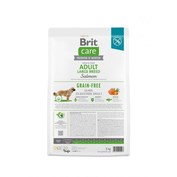 Корм сухий Brit Care Dog Grain-free Adult Large Breed для дорослих собак великих порід беззерновий з лососем 3 кг 8595602558902 8595602558902 фото