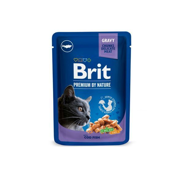 Корм вологий Brit Premium Cat Fish Plate pouches набір паучів для котів рибна тарілка з тріскою, лососем та фореллю 100 г х 100276 /506248 фото