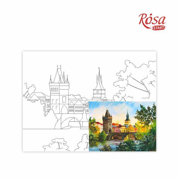 Полотно на картоні з контуром, Міста "Прага", 30*40, бавовна, акрил, ROSA START GPA284204 4820149889955 4820149889955 фото