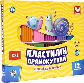 Пластилін прямокутний восковий Школярик 12 кольорів, 216 г 4823088216578 фото