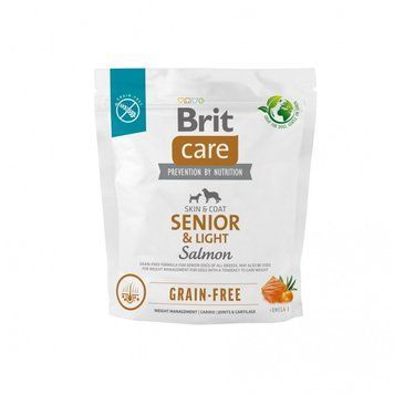 Корм сухий Brit Care Dog Grain-free Senior and Light для старіючих собак беззерновий з лососем 1 кг 8595602558940 8595602558940 фото