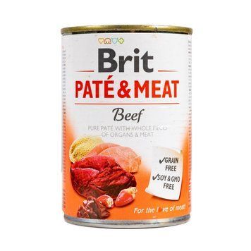 Корм вологий Brit Care Pate and Meat для дорослих собак з яловичиною та індичкою 400 г 8595602557462 100858/100072/0274 фото