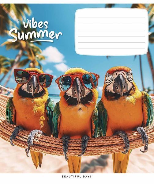 Зошит учнівський, набір 5 шт, Summer vibes ВД-лак. Зошит Star у лінію 18 арк. 3494 4820006472092 4820006472092_018-3494L фото