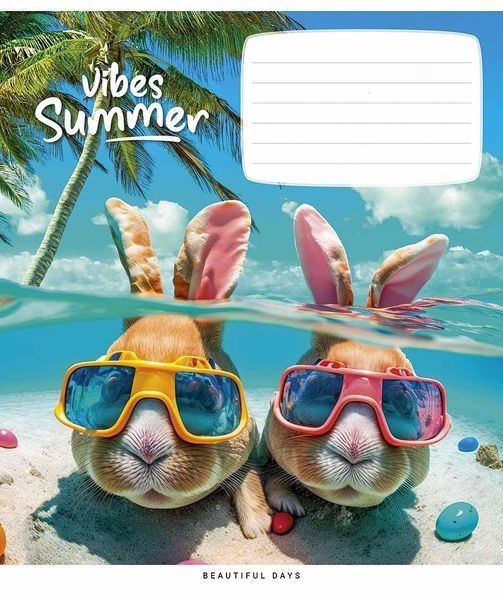 Зошит учнівський, набір 5 шт, Summer vibes ВД-лак. Зошит Star у лінію 18 арк. 3494 4820006472092 4820006472092_018-3494L фото