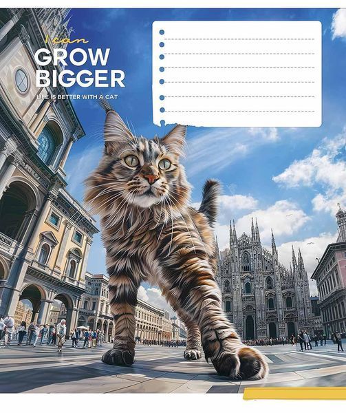 Зошити учнівські, 5 шт, по 12арк., Gigantic cats ВД-лак, Зошит Школярик у лінію 3451 4820006470449 4820006470449_012-3451L фото
