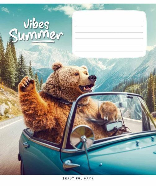 Зошит учнівський, набір 5 шт, Summer vibes ВД-лак. Зошит Star у лінію 18 арк. 3494 4820006472092 4820006472092_018-3494L фото