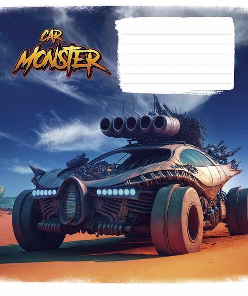 Комплект 5 шт учнівських зошитів Monster cars. Зошит Школярик 12 арк. у косу лінію 3243 012-3243C 4820006473204 4820006470456_1 фото