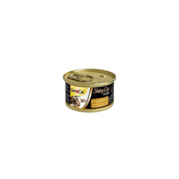 Корм вологий GimCat Shiny Cat для котів з тунцем креветками та мальтом в желе 70 г G-413372/413259 фото