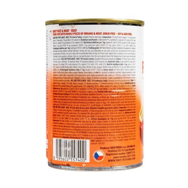 Корм вологий Brit Care Pate and Meat для дорослих собак з яловичиною та індичкою 400 г 8595602557462 100858/100072/0274 фото