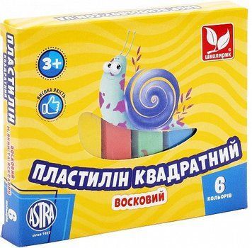 Пластилін квадратний восковий Школярик 6 кольорів, 120 г 4823088230987 фото
