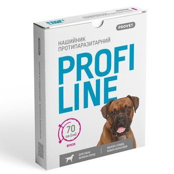 Нашийник Provet PROFILINE для собак для великих порід інсектоакарицид фуксія 70 см PR243099 PR243099 фото