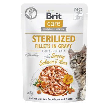 Корм вологий Brit Care Fillets in Gravy Savory Salmon and Tuna Sterilized для стерилізованих котів філе в соусі з лососем 8595602565290 фото