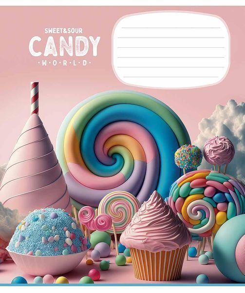 Комплект 5 шт учнівських зошитів Candy world. Зошит Школярик 12 арк. у косу лінію 3266 012-3266C 4820006473204 4820006470456_2 фото