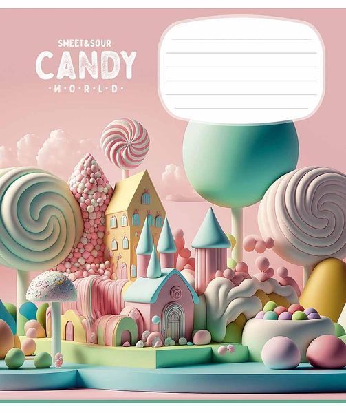 Комплект 5 шт учнівських зошитів Candy world. Зошит Школярик 12 арк. у косу лінію 3266 012-3266C 4820006473204 4820006470456_2 фото