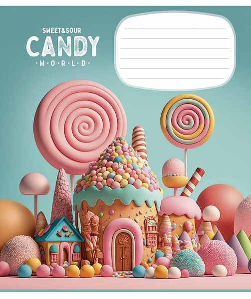 Комплект 5 шт учнівських зошитів Candy world. Зошит Школярик 12 арк. у косу лінію 3266 012-3266C 4820006473204 4820006470456_2 фото