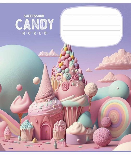 Комплект 5 шт учнівських зошитів Candy world. Зошит Школярик 12 арк. у косу лінію 3266 012-3266C 4820006473204 4820006470456_2 фото