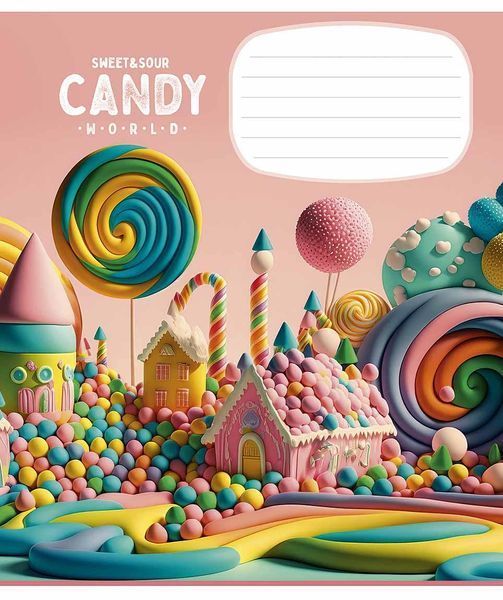 Комплект 5 шт учнівських зошитів Candy world. Зошит Школярик 12 арк. у косу лінію 3266 012-3266C 4820006473204 4820006470456_2 фото