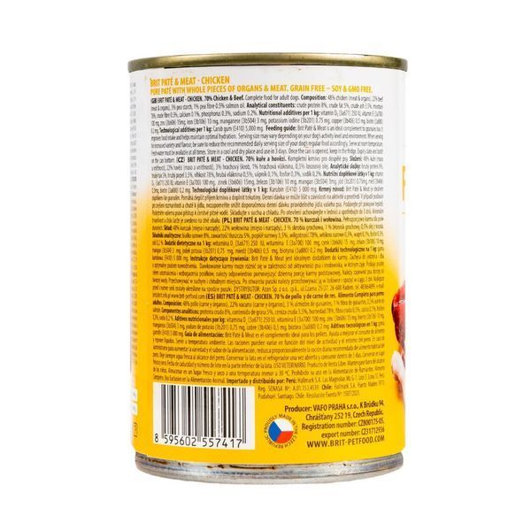 Корм вологий Brit Care Pate and Meat для дорослих собак з куркою 400 г 8595602557400 100859/100073/0281 фото