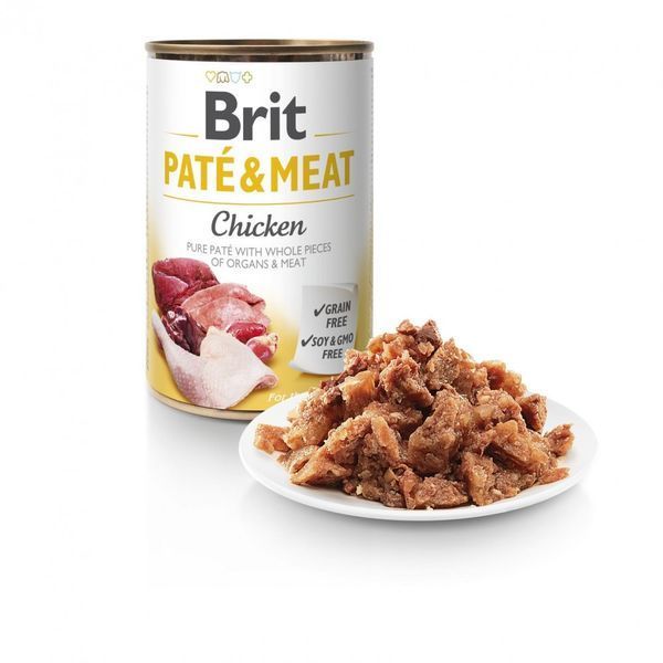Корм вологий Brit Care Pate and Meat для дорослих собак з куркою 400 г 8595602557400 100859/100073/0281 фото