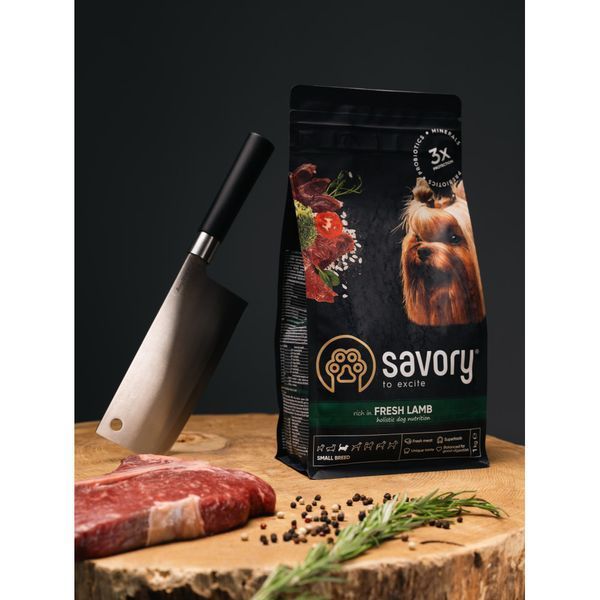 Корм сухий Savory Small Breeds rich in Fresh Lamb для дорослих вибагливих собак малих порід до 10 кг зі свіжим ягням 1 кг 4820232630822 4820232630822 фото