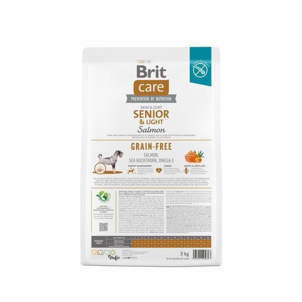Корм сухий Brit Care Dog Grain-free Senior and Light для старіючих собак беззерновий з лососем 3 кг 8595602558933 8595602558933 фото