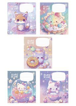 Комплект 5 шт учнівських зошитів Always be kind. Зошит Школярик 12 арк. у косу лінію 3265 012-3265C 4820006473211 4820006473211 фото