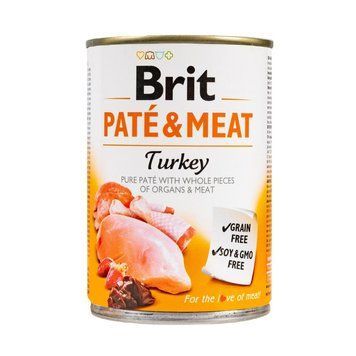 Корм вологий Brit Care Pate and Meat для дорослих собак з індичкою 400 г 8595602557417 100865/100074/0298 фото