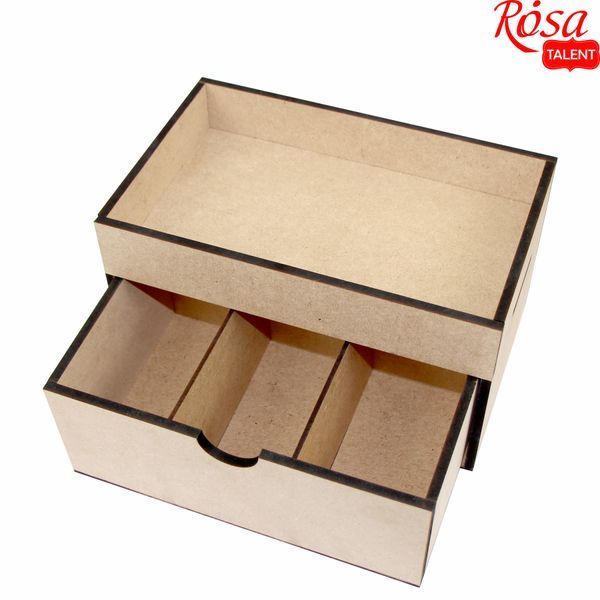 Органайзер для чаю, шухляда 3 комірки, МДФ, 24х15х14см, ROSA TALENT 4823098525448 фото