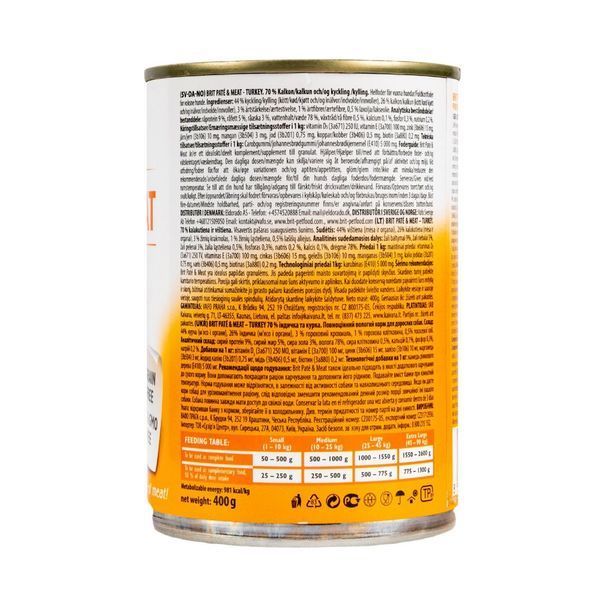 Корм вологий Brit Care Pate and Meat для дорослих собак з індичкою 400 г 8595602557417 100865/100074/0298 фото