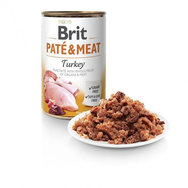 Корм вологий Brit Care Pate and Meat для дорослих собак з індичкою 400 г 8595602557417 100865/100074/0298 фото