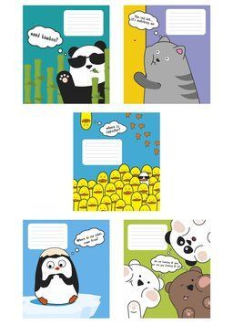 Зошити учнівські, 5 шт, по 18арк., Animal's memes ВД-лак, Зошит Школярик у лінію 3567 4820006470470 4820006470470_018-3567L фото