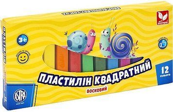 Пластилін квадратний восковий Школярик 12 кольорів, 230 г 4823088231021 фото