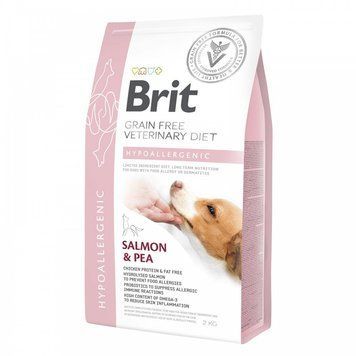 Корм сухий Brit Grain Free VetDiet Dog Hypoallergenic для собак при харчовій алергії з лососем горохом і гречкою 2 кг 8595602528042 170939/8042 фото