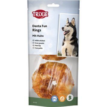 Ласощі Trixie Denta Fun для собак Кільце для чищення зубів з куркою 6 см 110 г 2 шт 4011905313320 4011905313320 фото