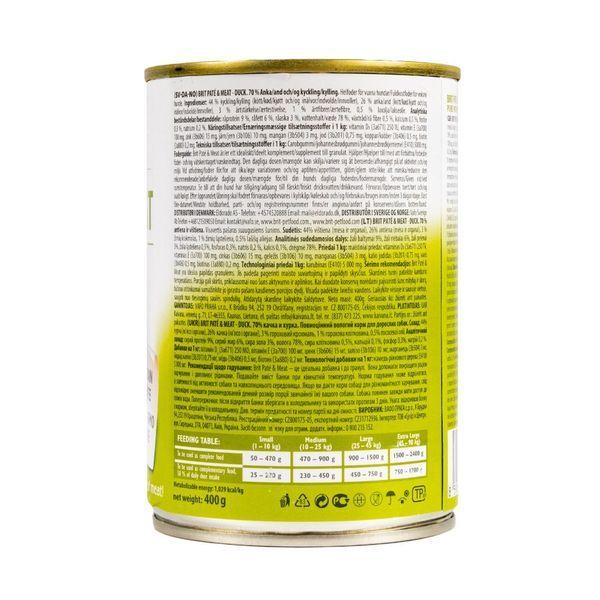 Корм вологий Brit Care Pate and Meat для дорослих собак з качкою 400 г 8595602557479 100860/100075/0304 фото