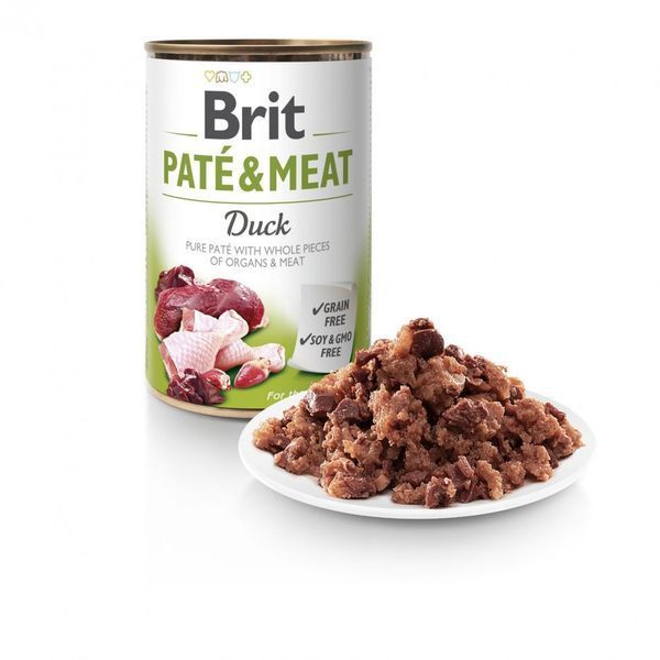 Корм вологий Brit Care Pate and Meat для дорослих собак з качкою 400 г 8595602557479 100860/100075/0304 фото