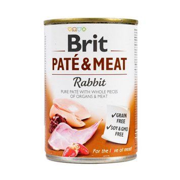 Корм вологий Brit Care Pate and Meat для дорослих собак з кроликом 400 г 8595602557424 100863/100076/0311 фото