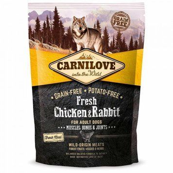 Корм сухий Carnilove Fresh Chicken and Rabbit for Adult dogs для дорослих собак усіх порід з куркою та кроликом 1,5 кг 8595602527502 170867/7502 фото
