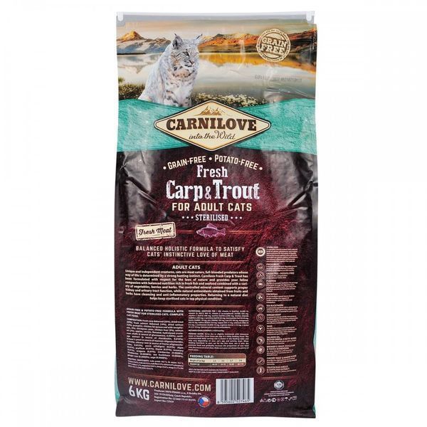 Корм сухий Carnilove Fresh Carp and Trout Sterilised for Adult cats для дорослих стерилізованих та кастрованих котів 170878/7465 фото